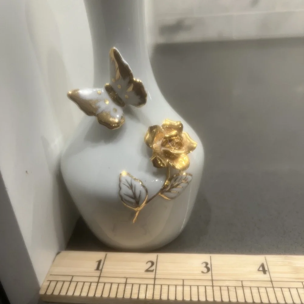 White Porcelain & Gold Vase by I. W. Rice 
